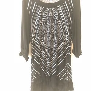 Black & White Long Ruffled Shirt/ Dress